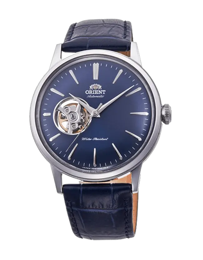 Orient Bambino Open Heart watch with Domed Mineral Crystal and  F6T22 Caliber Automatic, Hand-winding, Hacking Movement