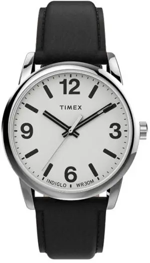 Timex Easy Reader White Dial Black Strap Front