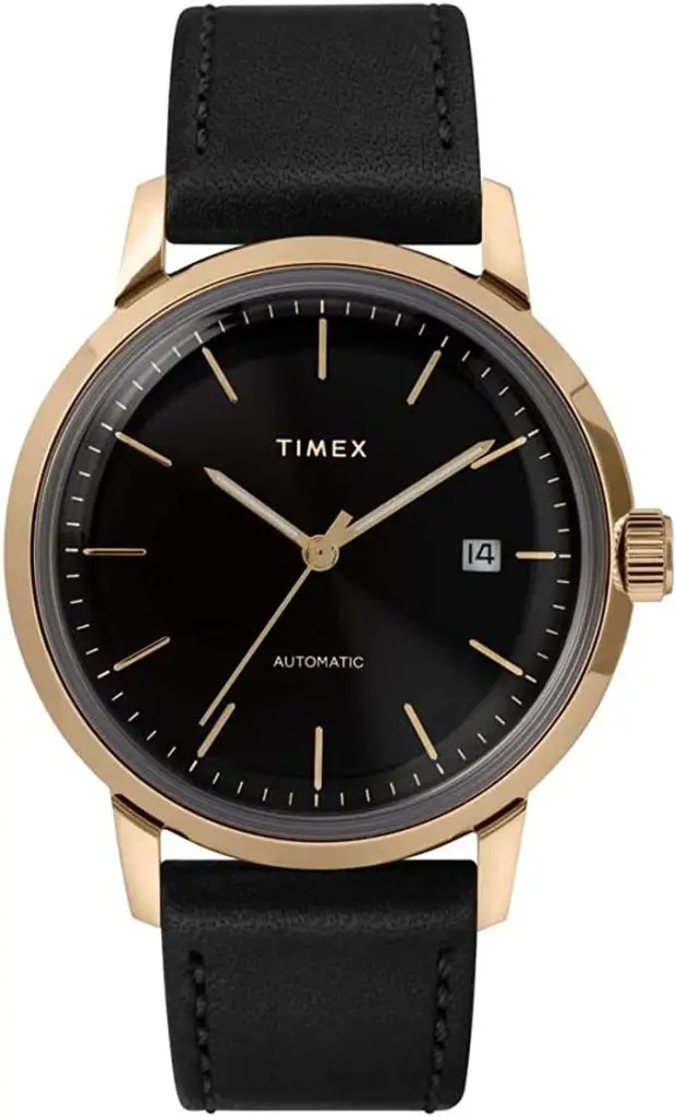 Timex Men's Marlin Automatic 40mm Watch Black with Golden brushed case
